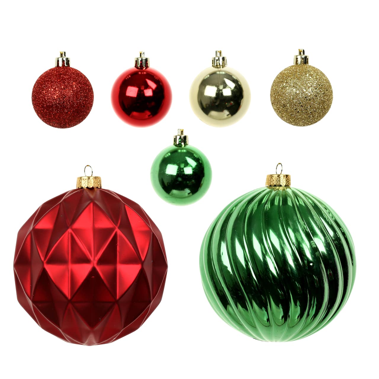 44 Pack 1.8" & 4.7" Red, Green & Gold Mixed Finish Shatterproof Ball Ornaments by Ashland®